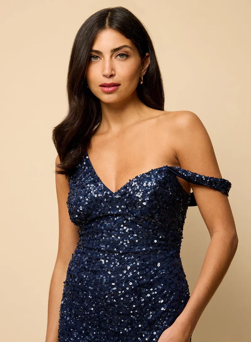 ليتل مسترس فستان ماكسي مزين بتفاصيل شبكية