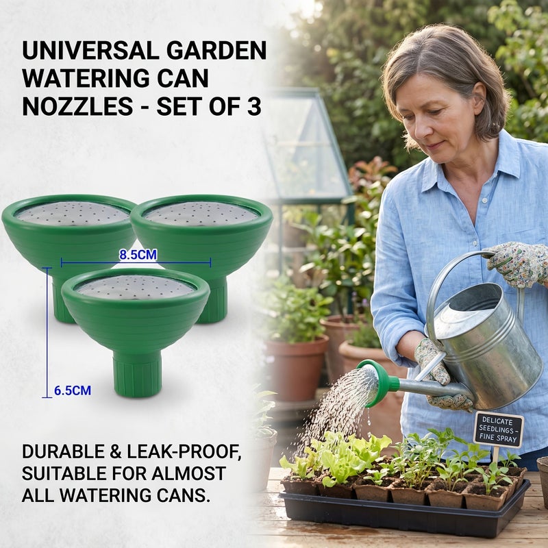 3 Universal Watering Can Spray Heads Shower Style Fine Mist for Plants - Image 5
