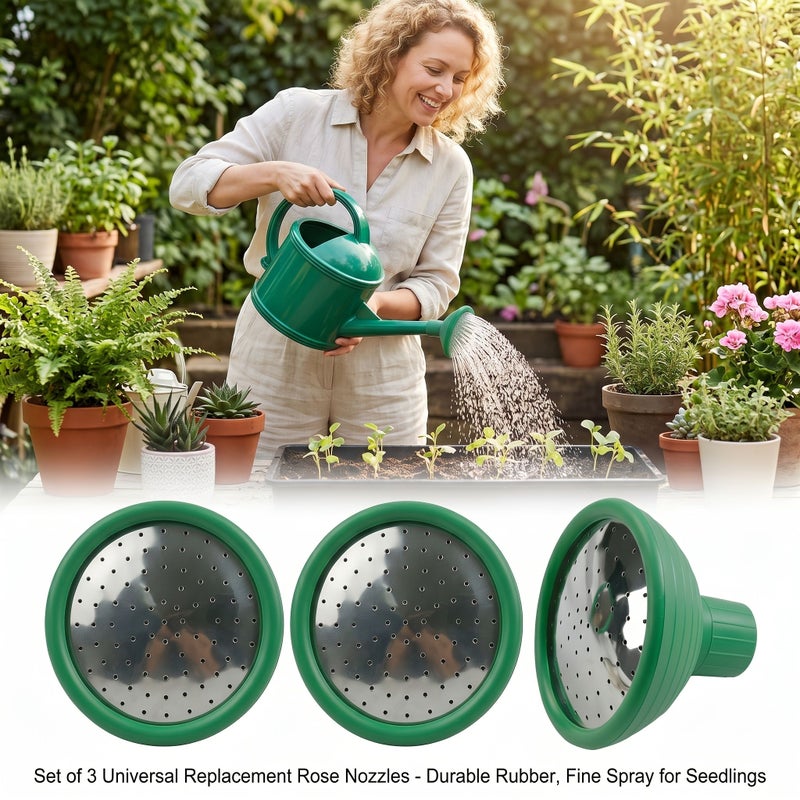 3 Universal Watering Can Spray Heads Shower Style Fine Mist for Plants - Image 1
