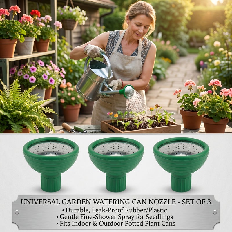 3 Universal Watering Can Spray Heads Shower Style Fine Mist for Plants - Image 2
