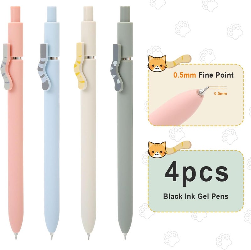 FIOVER Cat Pens,8Pcs 0.5mm Quick Dry Black Ink Fine Point Smooth Writing Pens, High-End Series Ballpoint for Journaling Note Taking, Cat Lover Gifts for Women(8Pcs Cat pen) - Image 2