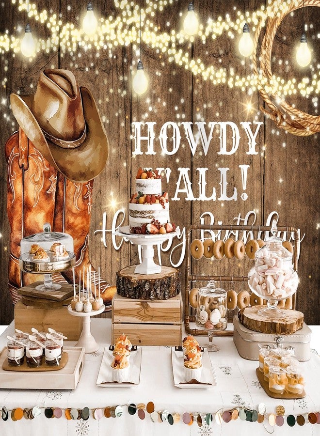 Rsuuinu Western Birthday Backdrop Cowboy Happy Birthday Rustic West Rodeo Boots Wooden Floor Country Photography Background Birthday Party Decoration Supplies Banner Photo Booth Studio Props 7x5ft - Image 3