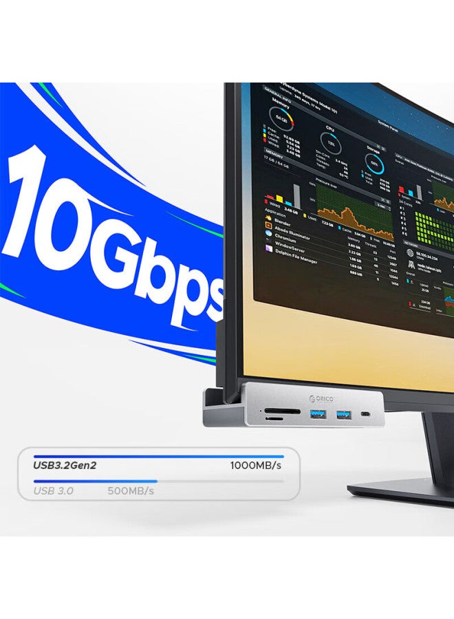 Orico Usb Expansion Type-c Hub, Usb 3.0 Hub Expansion Dock, Desktop Hub, Aluminum Alloy Clip-on Desktop High-speed Extension Cable With Power Port, Mh4pc - Image 2