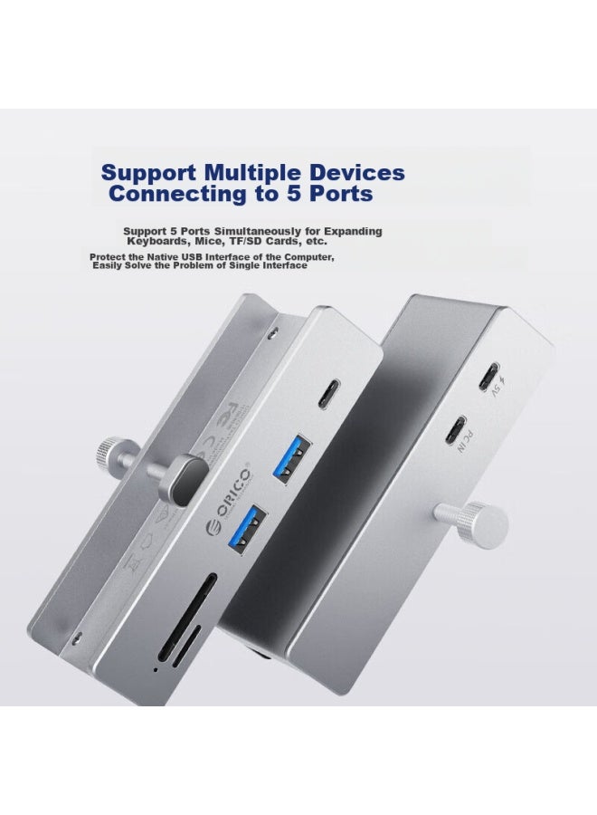 Orico Usb Expansion Type-c Hub, Usb 3.0 Hub Expansion Dock, Desktop Hub, Aluminum Alloy Clip-on Desktop High-speed Extension Cable With Power Port, Mh4pc - Image 3