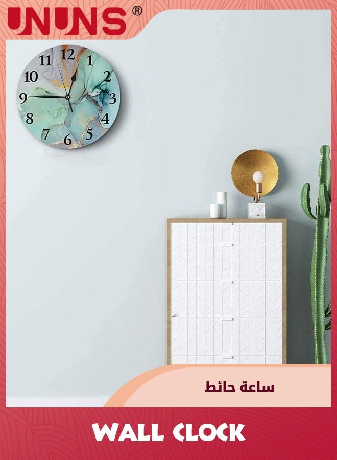 UNUNS Wall Clock,12 Inch Round Wall Clock Silent Non-Ticking Clock,Vintage Farmhouse Wood Home Decor Or For Living Room,Kitchen,Bedroom,and Office,Abstract Painting - Image 2