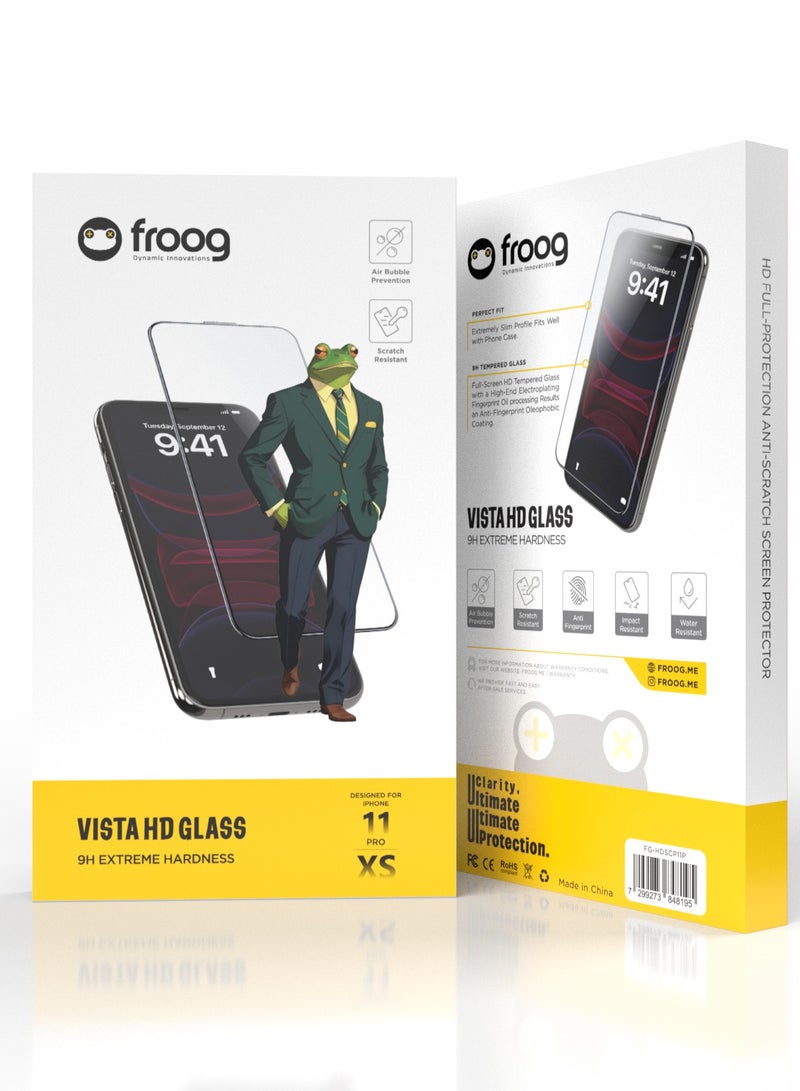 froog iPhone 11 Pro and iPhone XS Vista HD Glass Screen Protector /Anti Fingerprint/ Water Resistant / Scratch Resistant / Tempered Glass - Clear - Image 3
