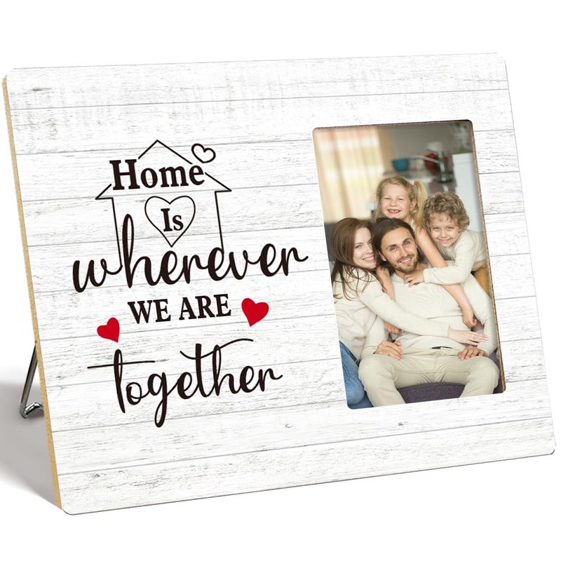 OTINGQD Family Picture Frame GiftHome Is Wherever We Are Together Wooden Photo Frame for Tabletop Wall DisplayNew Home Gift IdeasHouse Warming GiftsFamily Gifts for Mom Dad Son Daughter