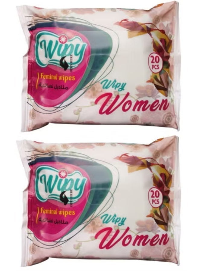 2Pcs Wipy Feminine wipes, 20 wipes - Image 1