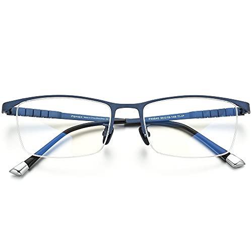 FONEX Titanium Glasses Frame for Men,Square Eyewear Full Optical Eyeglasses F85641 (F85640 Blue) - Image 4