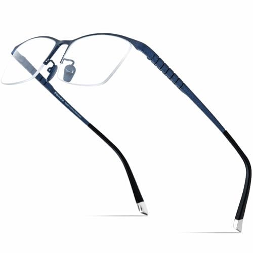 FONEX Titanium Glasses Frame for Men,Square Eyewear Full Optical Eyeglasses F85641 (F85640 Blue) - Image 1