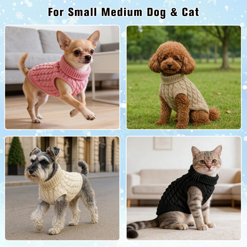 Winmany Pet Dog Turtleneck Knitting Sweater Coat Winter Warmer Thickening Pullover Knitwear Crochet Coat Clothes for Small Medium Dog Cat - Image 4