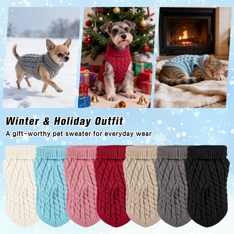 Winmany Pet Dog Turtleneck Knitting Sweater Coat Winter Warmer Thickening Pullover Knitwear Crochet Coat Clothes for Small Medium Dog Cat - Image 5