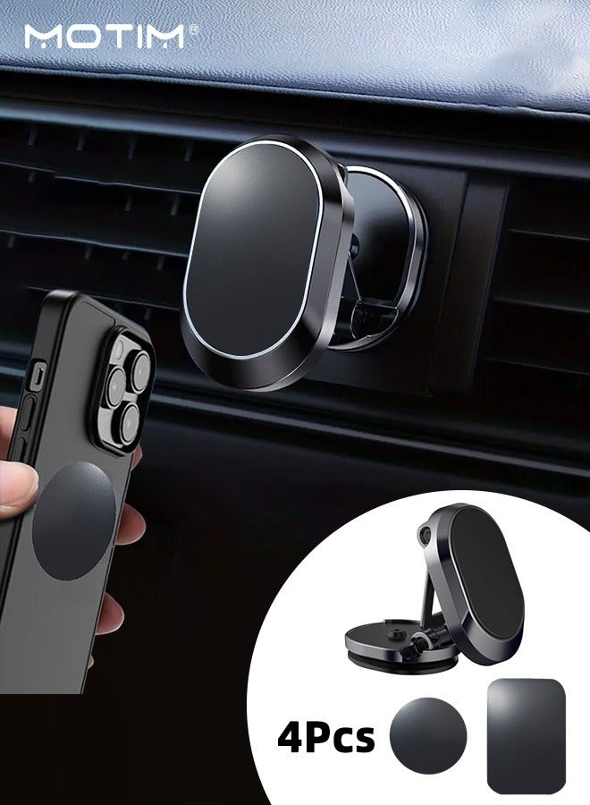 Motim 1 Pcs Magnetic Car Phone Holder, Foldable Dashboard Mobile Phone 360° Rotation Car Mounts Holder with 8 Pcs Replacement Metal Plates Set for Magnetic Car Phone Holders - Image 1