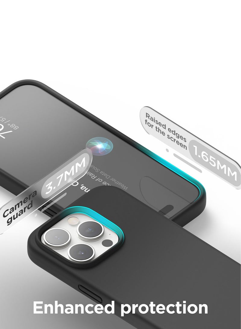 Elago Liquid Silicone for iPhone 15 Pro MAX Case Cover Full Body Protection, Shockproof, Slim, Anti-Scratch Soft Microfiber Lining - Black - Image 5