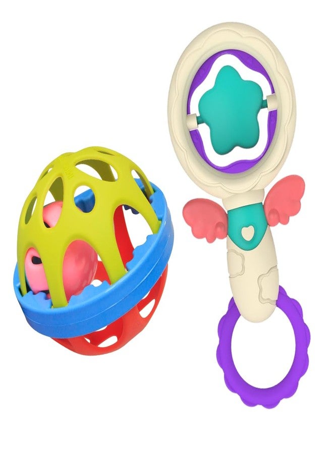 Innovitoy Premium Biggie Ball & Star Rattle Teether Combo for Newborns (0+ Months) | ABS Plastic | BIS Approved | Made in India | No Sharp Edges - Image 1