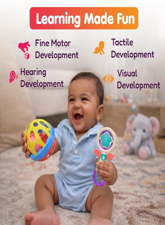 Innovitoy Premium Biggie Ball & Star Rattle Teether Combo for Newborns (0+ Months) | ABS Plastic | BIS Approved | Made in India | No Sharp Edges - Image 5