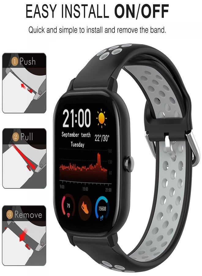 QGHXO سوار QGHXO قابل للتهوية لساعات Amazfit GTS 4/4 Mini/3/2/2e/ GTR Mini/GTR 42mm/Active، سوار سيليكون ناعم بديل لساعات Amazfit Bip 3/3 Pro/U Pro/S lite/Lite/S/U - Image 5