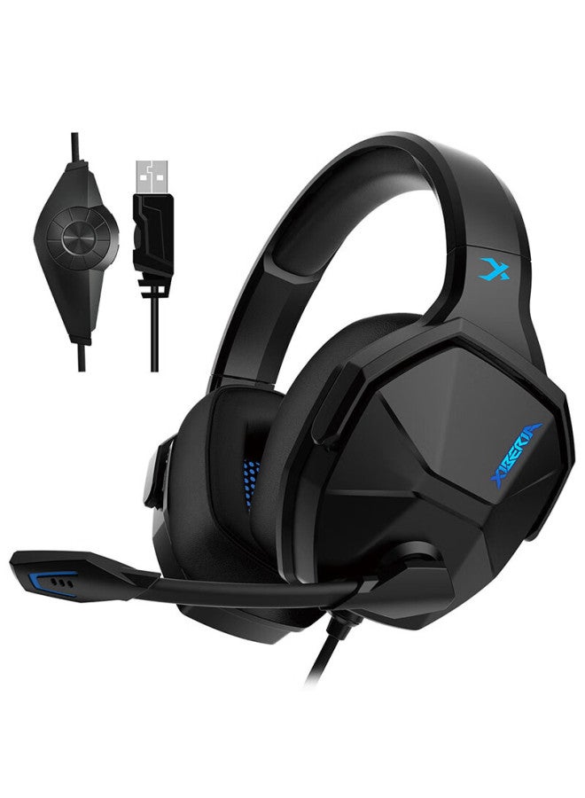 Xiberia V13 Wired Over-ear Computer Headphones, Gaming Headset, Usb 7.1 Channel, E-sports Headphones With Microphone, Black - Image 1