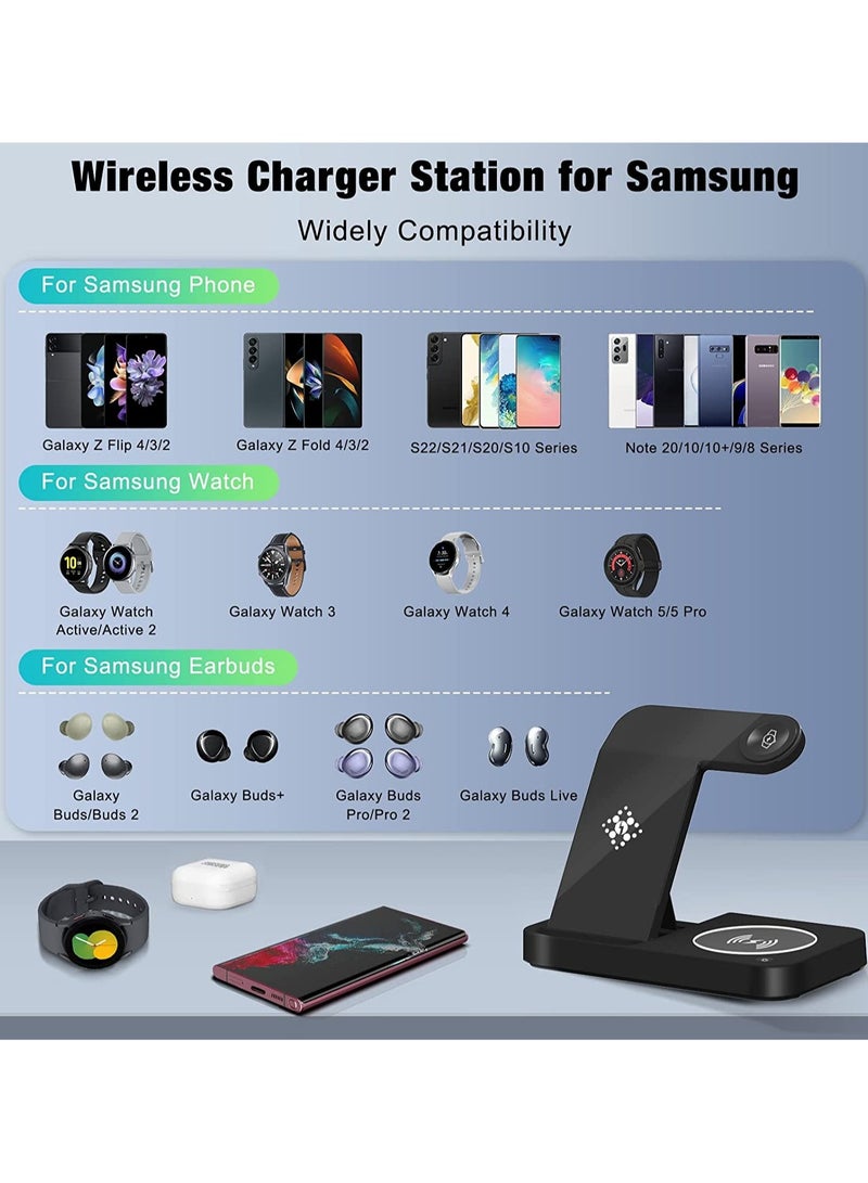 General Wireless Charging Station for Samsung 4 in 1 Wireless Charger Dock Stand for Samsung Galaxy Z Flip 4/3 Z Fold S22/S20 Ultra/Note 20 Galaxy Watch 5 Pro/5/4/3  - Image 2