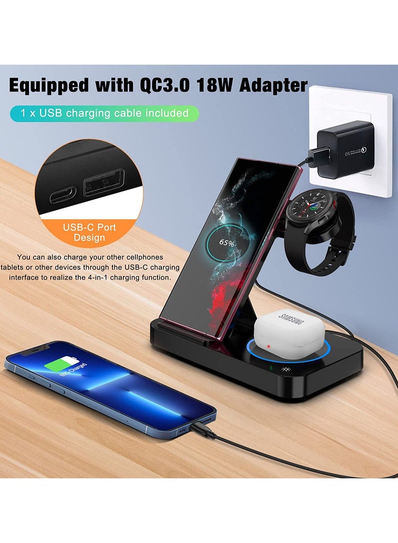 General Wireless Charging Station for Samsung 4 in 1 Wireless Charger Dock Stand for Samsung Galaxy Z Flip 4/3 Z Fold S22/S20 Ultra/Note 20 Galaxy Watch 5 Pro/5/4/3  - Image 3