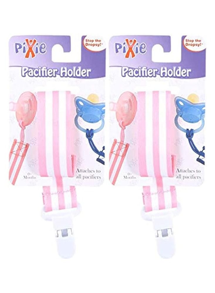 Pixie Pacifier Holder Pink Stripe Print (Pack Of 2) - Image 1