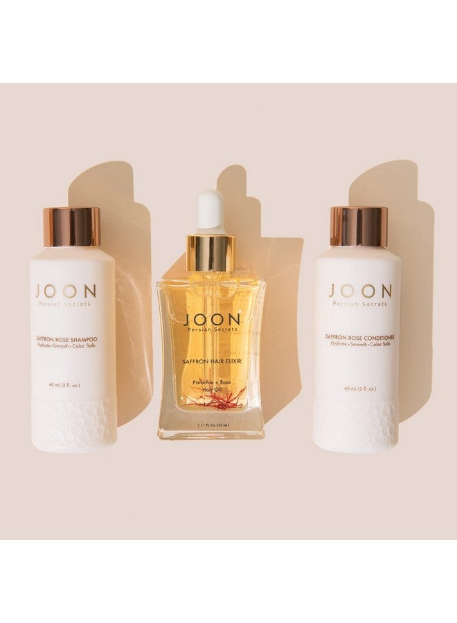 Joon Moisturizing Travel Size Gift Set ; Saffron Hair Elixir (1.11 Fl Oz) Saffron Rose Shampoo (2 Fl Oz) And Conditioner (2 Fl Oz) - Image 3