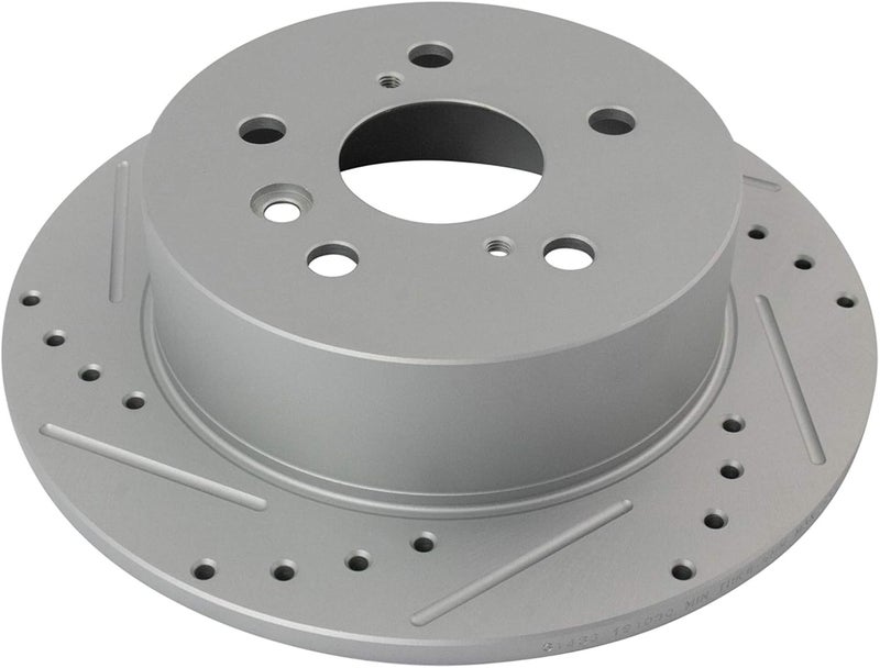 TRQ Rear Performance Brake Rotors Set Solid Premium G-Coated Cross Drilled & Slotted Compatible with 2007-2012 Lexus ES350 2008-2012 Toyota Avalon 2007-2011 Camry - Image 4