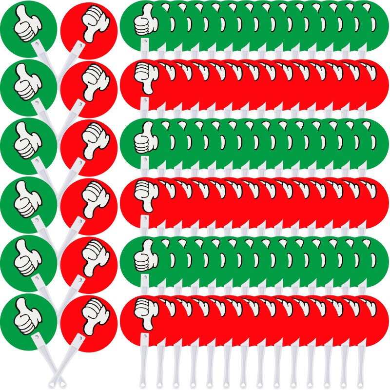 مجموعة ماكاري 80 من لوحات التصويت بالإبهام لأعلى ولأسفل لصفوف الفصول الدراسية لوازم أحداث المعلمين بلاستيكية علامة خضراء حمراء نعم أو لا لوحات علامة صحيحة خاطئة للطلاب في المدرسة