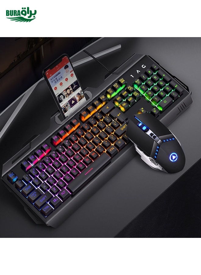 BURAQ - YINDIAO V2 Silent Mechanical Feel Gaming Keyboard Mouse Set (Black) - Image 1