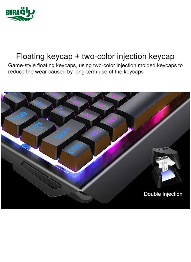 BURAQ - YINDIAO V2 Silent Mechanical Feel Gaming Keyboard Mouse Set (Black) - Image 1