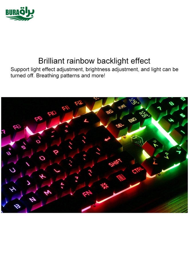 BURAQ - YINDIAO V2 Silent Mechanical Feel Gaming Keyboard Mouse Set (Black) - Image 1