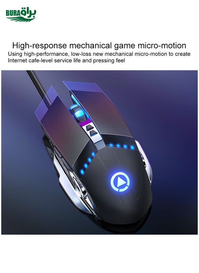 BURAQ - YINDIAO V2 Silent Mechanical Feel Gaming Keyboard Mouse Set (Black) - Image 1