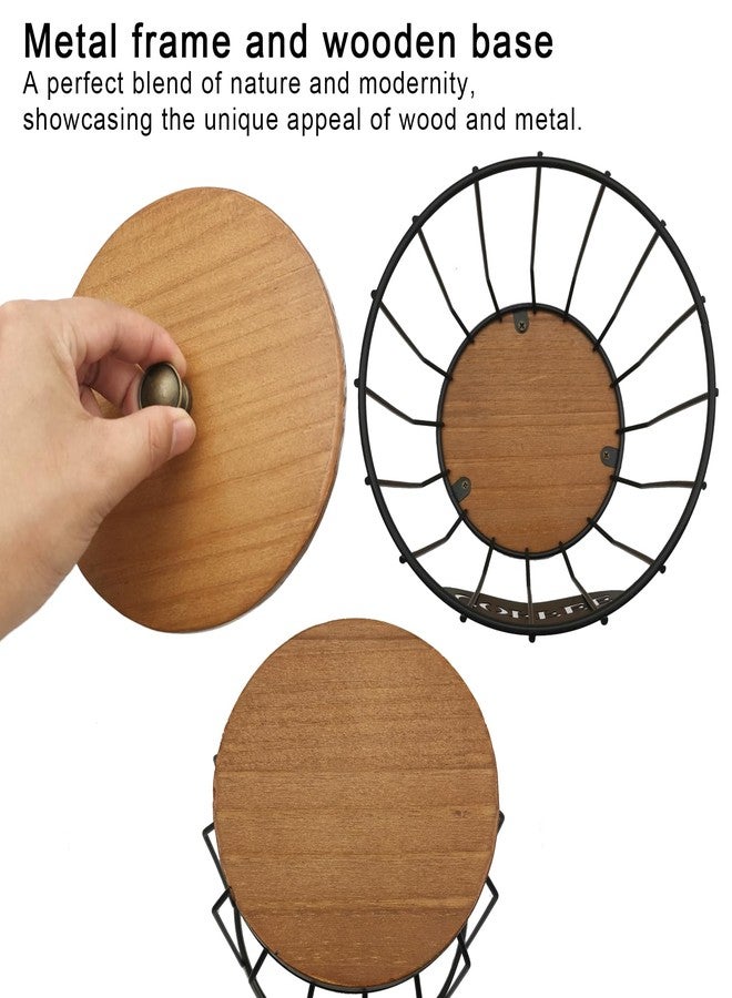 MFBJXC Round Coffee Pods Holder with Wooden Lid and Base,Wire Coffee Pods Storage Basket for Home Cafe Bar Countertop Decor(Black) - Image 3
