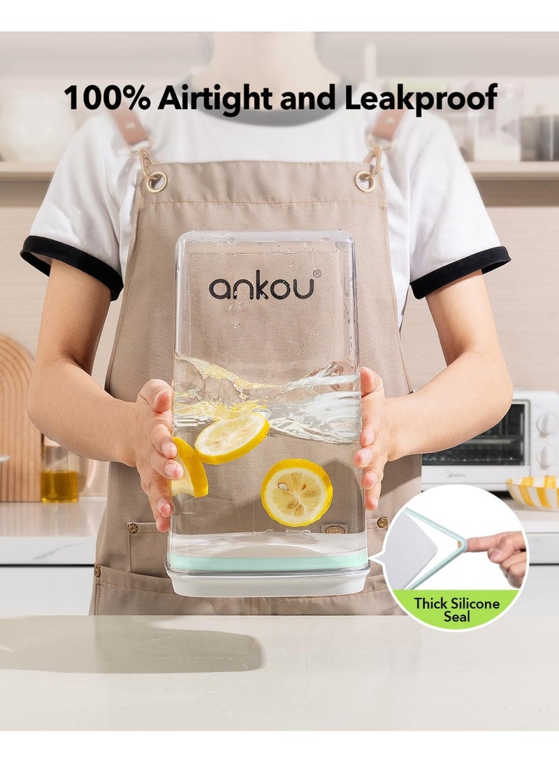 أنكو علبة تخزين طعام فاخرة محكمة الغلق من Ankou، قطعة واحدة، مع غطاء قابل للفتح، خالية من مادة BPA، لتخزين الحبوب والأرز والدقيق والمعكرونة والوجبات الخفيفة، قابلة للتكديس ومتينة، منظم مخزن المطبخ مع مغرفة - Image 5