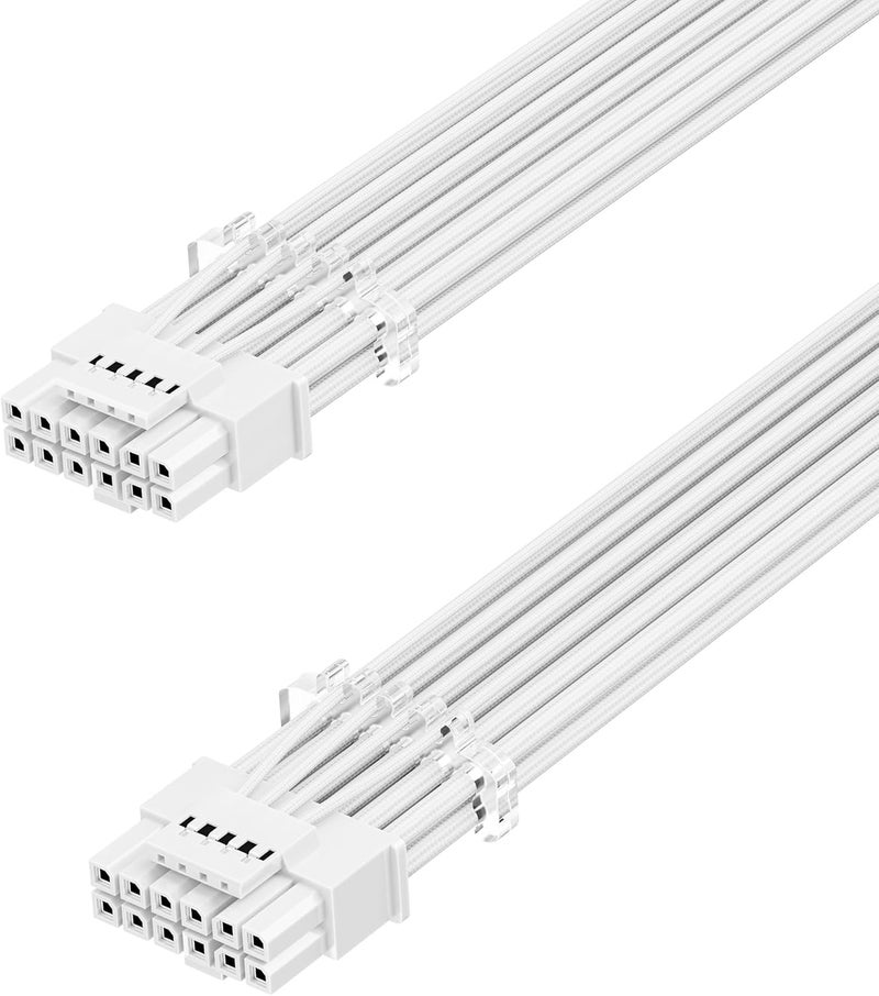 Fasgear 16pin GPU Power Cable - 70cm PCI-e 5.0 12VHPWR 600W 12+4 Male to Male 12V-2x6 PSU Sleeved Cable for RTX 3090Ti 4070 Ti 4080 4090 5090 5080 5070 5070Ti to ATX 3.0 Modular Power Supply (White) - Image 1