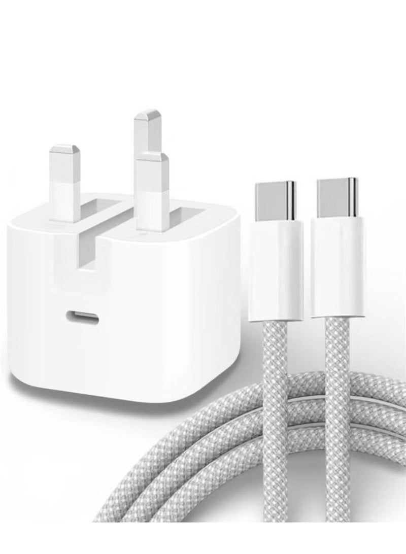 محول طاقة ديناميكي 40 واط مع قدرة قصوى 60 واط + كابل USB-C لأجهزة iPhone و iPad و iPad المزودة بمنفذ USB-C، لون أبيض - Image 1