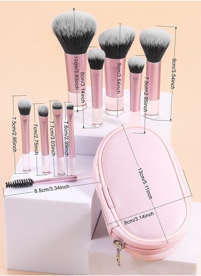 DGSENPI 12 PCS Portable Makeup Brush Set, Mini Makeup Brushes, with Makeup Storage Bag, Suitable for Foundation, Blush, Eye Shadow and Eyebrows, Free Makeup Sponge and Powder Puff  - Image 5
