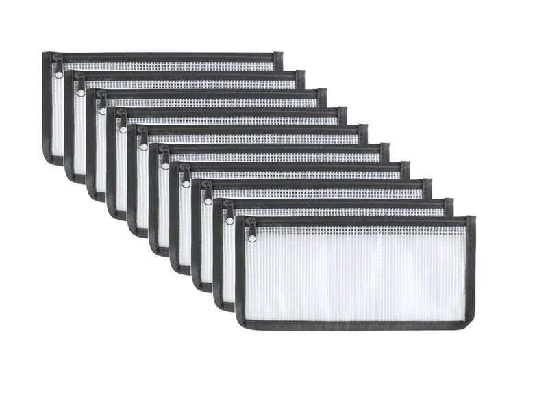 YESSART 3.9 x 7.8 Mesh Cash Register Money Pouch Bank Deposit Bag Check Wallet 10 Pack Zipper Closure - Image 1