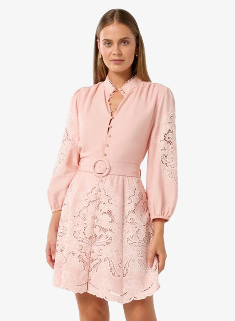 Rhi Embroidered Belt Detailed Mini Dress