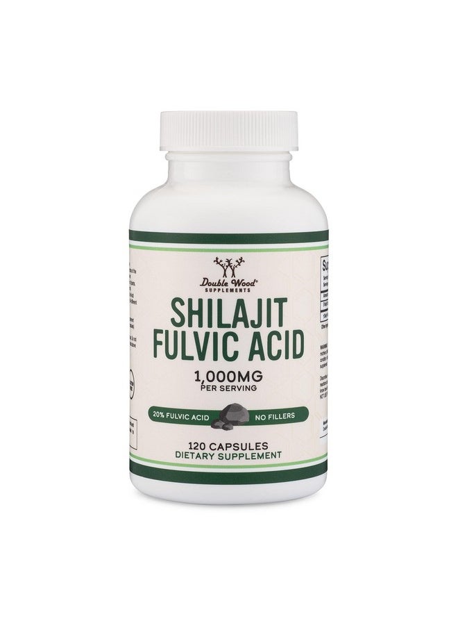 Shilajit Pure Himalayan Capsules (20% Fulvic Acid Supplement) 1,000mg of Authentic Shilajit Extract per Serving, 120 Count (High in Trace Minerals, No Fillers) by Double Wood
