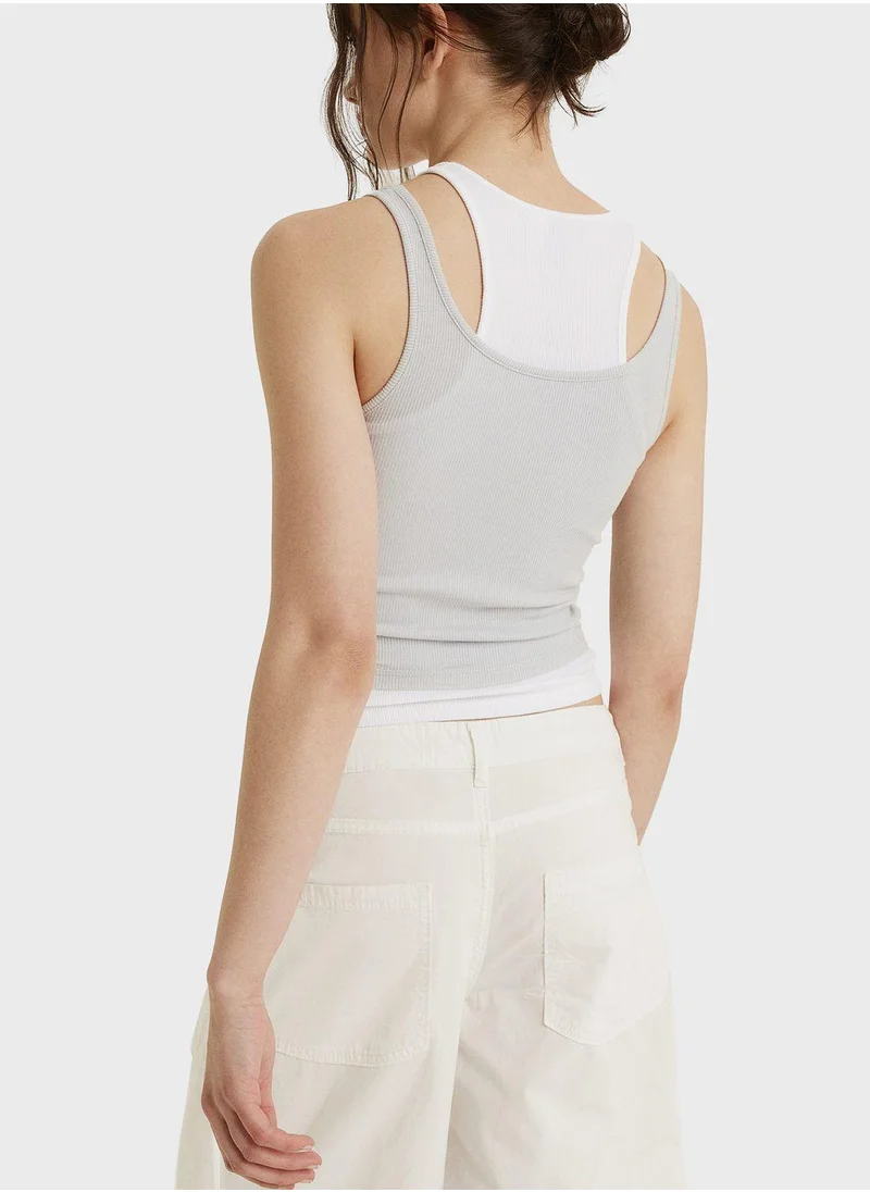 H&M Double Layered Ribbed Vest Top