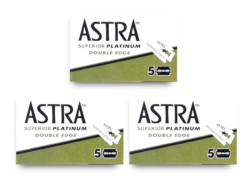 Astra Superior Premium Platinum Double Edge Safety Razor Blades, 5 Count (Pack of 3)