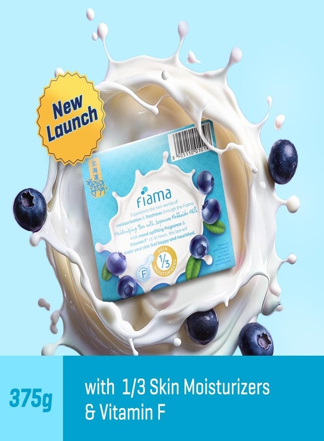 Fiama Moisturizing Soap Bar, Japanese Hokkaido Milk & Blueberry, Soap Pack of 3, Non-Sticky Moisturized Skin, 1/3rd Skin Moisturizers, Vitamin F, Fragrant Freshness - Image 4