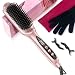 LANDOT Ionic Hair Straightener Brush Ceramic Straightening Brush with 12 Heat Settings 250450F for Smooth Shiny Results Ideal for Medium Long Women Hair Dual Voltage Rose Gold - Image 2