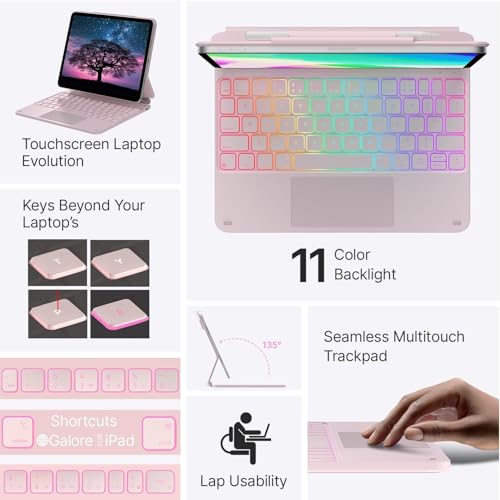 typecase Edge for iPad Air 11 (M4 2026/ M3 2025/ M2 2024), Air 5th/4th & Pro 11 (4th/3rd/2nd/1st) with 11-Color Backlit & Touchpad, Magic Floating Keyboard (NOT for 10th/A16/Pro 11 (M5/M4) -Pink'26 - Image 5