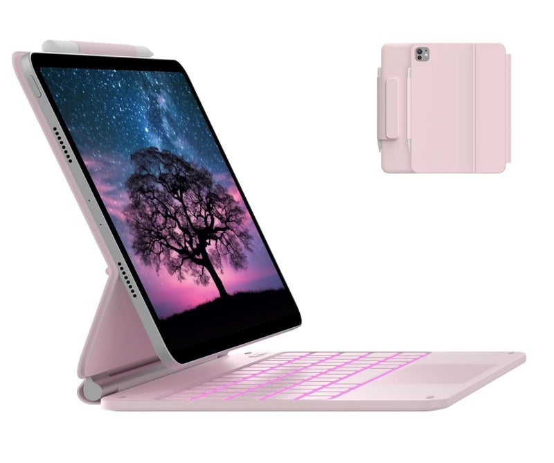 typecase Edge for iPad Air 11 (M4 2026/ M3 2025/ M2 2024), Air 5th/4th & Pro 11 (4th/3rd/2nd/1st) with 11-Color Backlit & Touchpad, Magic Floating Keyboard (NOT for 10th/A16/Pro 11 (M5/M4) -Pink'26 - Image 1