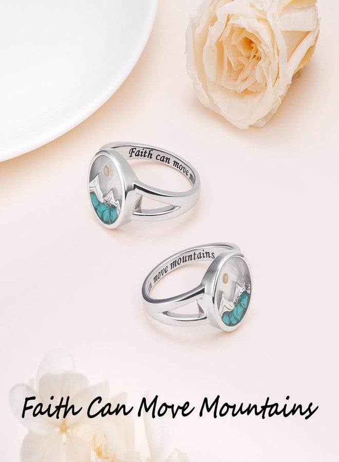 DAOCHONG Mustard Seed Ring Sterling Silver Mountains Ring Turquoise Christian Jewelry for Women Mustard Seed Inspirational Religious Jewelry Size 6 - Image 5