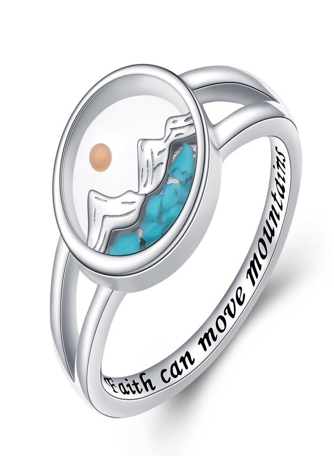 DAOCHONG Mustard Seed Ring Sterling Silver Mountains Ring Turquoise Christian Jewelry for Women Mustard Seed Inspirational Religious Jewelry Size 6 - Image 1