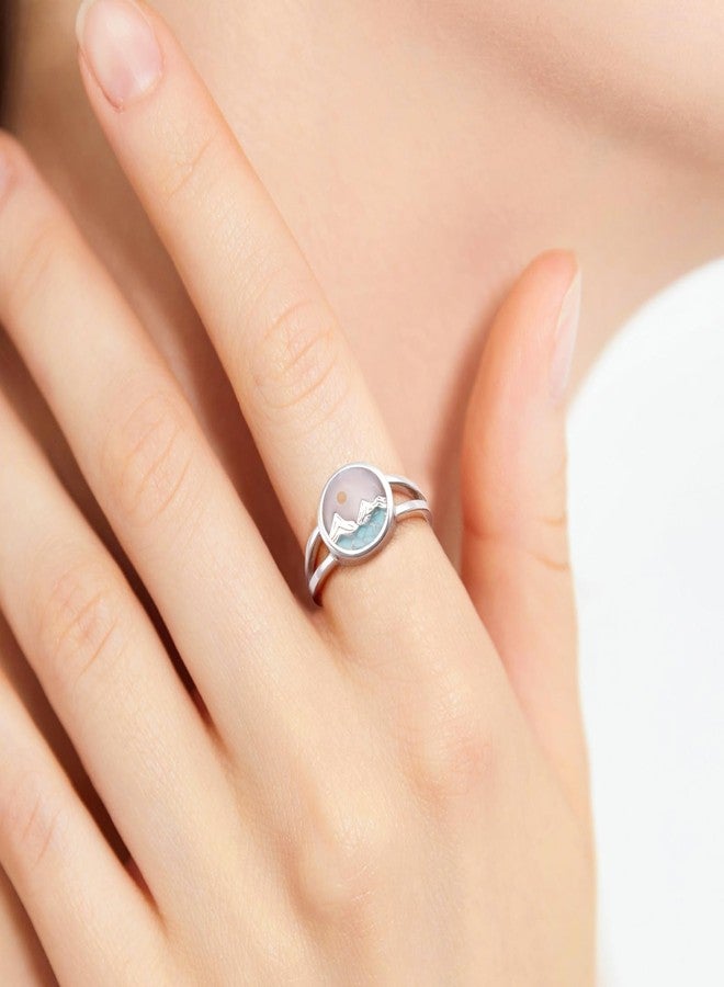 DAOCHONG Mustard Seed Ring Sterling Silver Mountains Ring Turquoise Christian Jewelry for Women Mustard Seed Inspirational Religious Jewelry Size 6 - Image 3