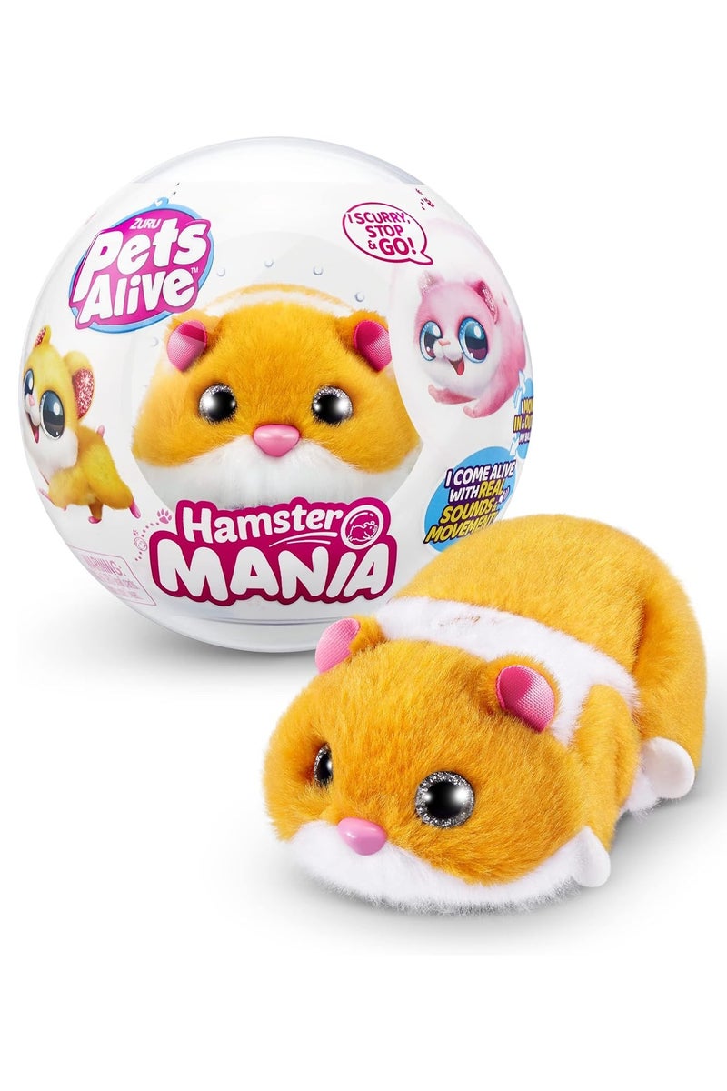 Pets Alive Hamstermania Series 1 Capsule – Interactive Toy Hamster with Running Ball, Real Sounds & Movements – 4 to Collect – Fun Gift for Kids by ZURU - Image 1